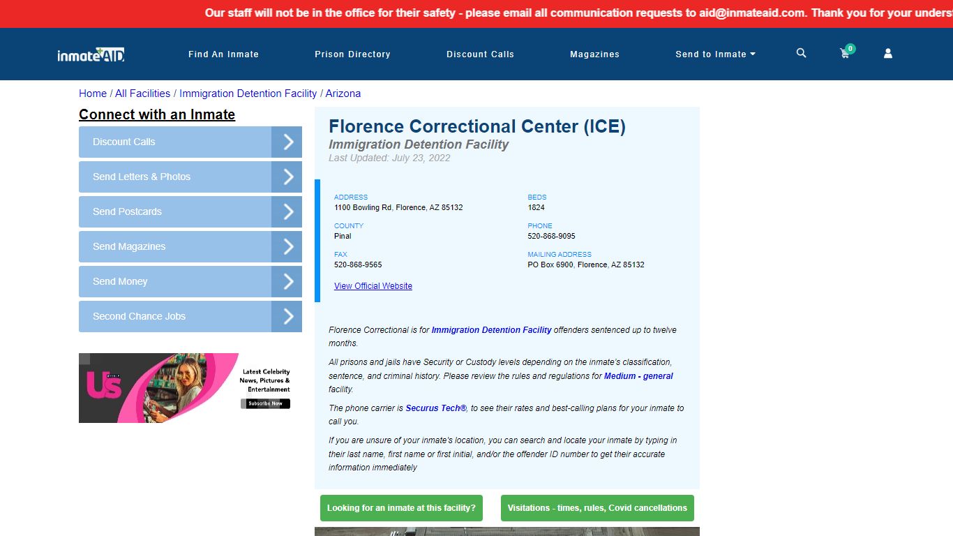 Florence Correctional Center (ICE) - Inmate Search ...